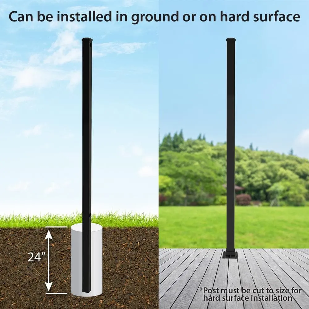 FORGERIGHT Vinings 2 in. x 2 in. x 6 ft. Black Aluminum Fence Line Post with Flat Cap, photo 4 of 8