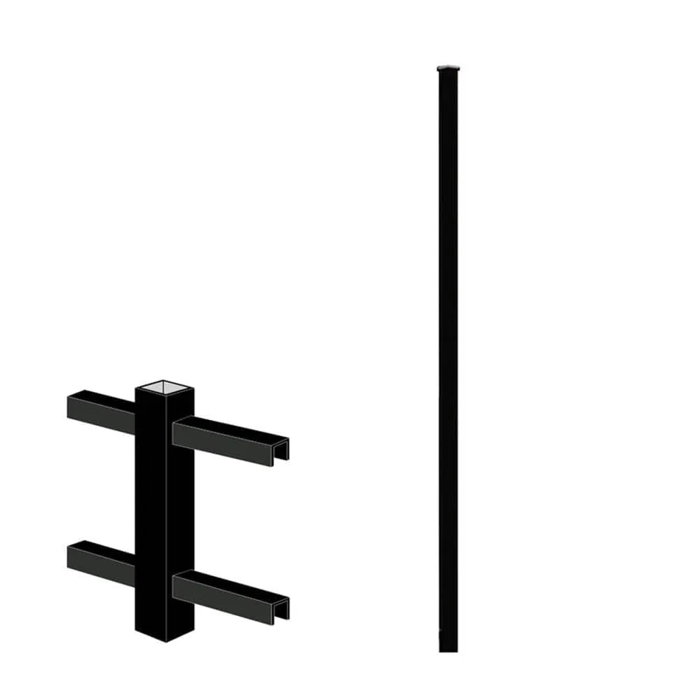 FORGERIGHT Vinings 2 in. x 2 in. x 6 ft. Black Aluminum Fence Line Post with Flat Cap, photo 6 of 8