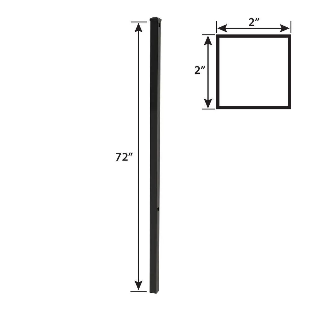 FORGERIGHT Newtown 2 in. x 2 in. x 6 ft. Aluminum Black Fence Line Post with Flat Cap (6-Pack), photo 5 of 9