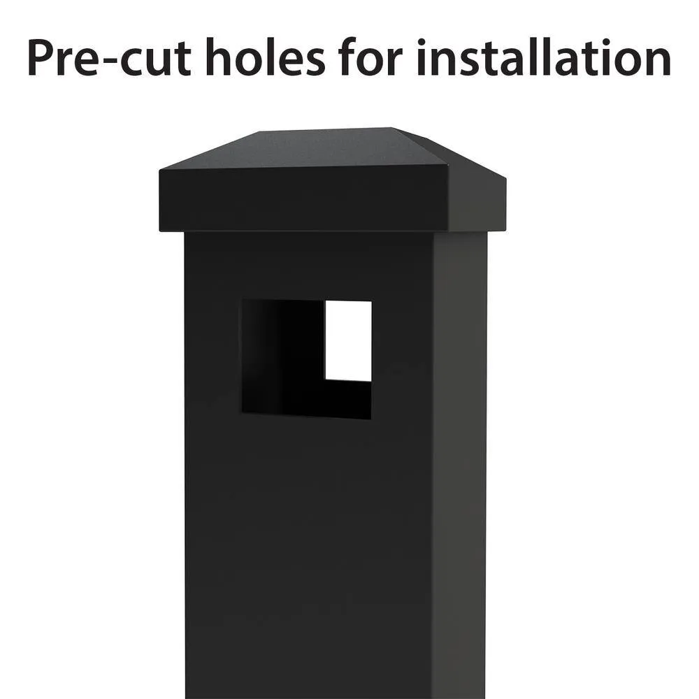 FORGERIGHT Newtown 2 in. x 2 in. x 6 ft. Aluminum Black Fence Line Post with Flat Cap (6-Pack), photo 3 of 9