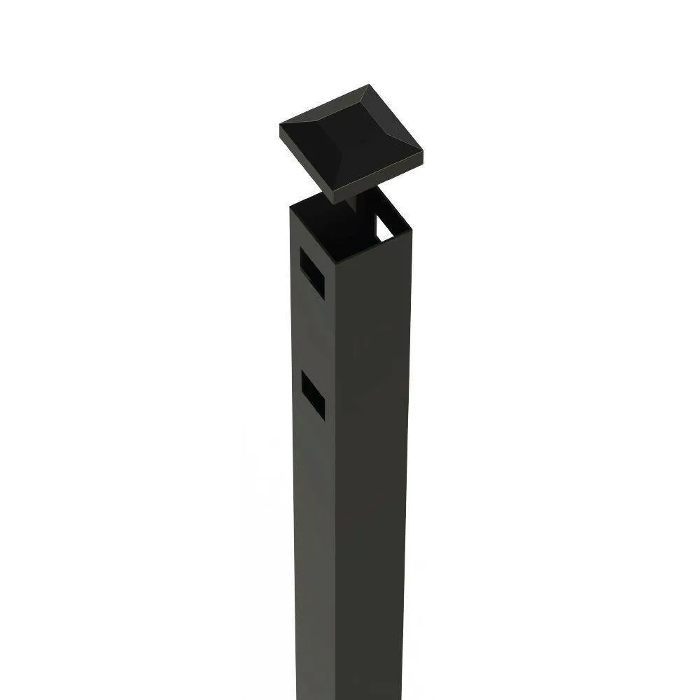 FORGERIGHT Newtown 2 in. x 2 in. x 6 ft. Aluminum Black Fence Line Post with Flat Cap (6-Pack), photo 6 of 9