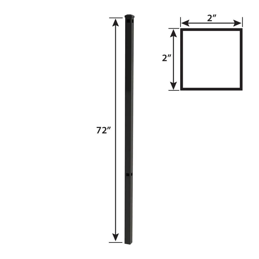 FORGERIGHT Newtown 2 in. x 2 in. x 6 ft. Black Aluminum Fence Corner Post with Flat Cap, photo 5 of 9