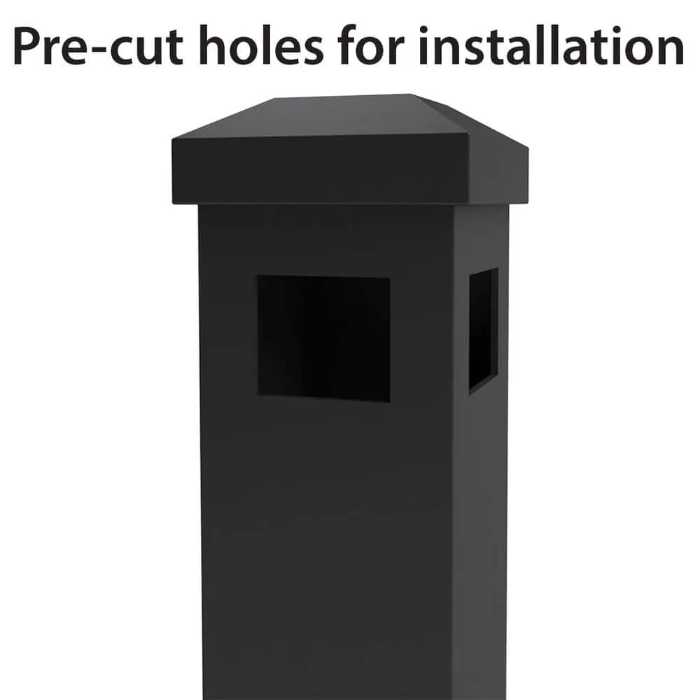 FORGERIGHT Newtown 2 in. x 2 in. x 6 ft. Black Aluminum Fence Corner Post with Flat Cap, photo 3 of 9