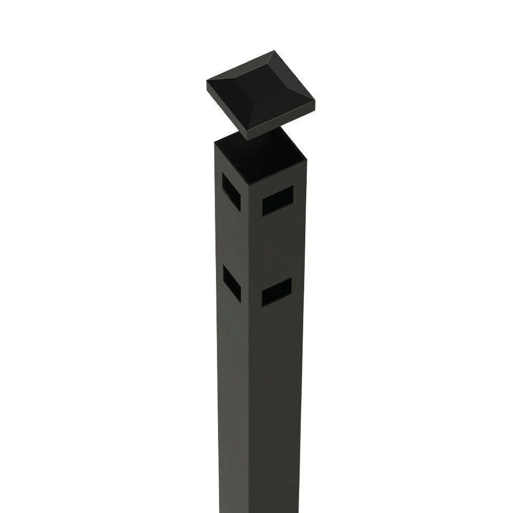 FORGERIGHT Newtown 2 in. x 2 in. x 6 ft. Black Aluminum Fence Corner Post with Flat Cap, photo 6 of 9