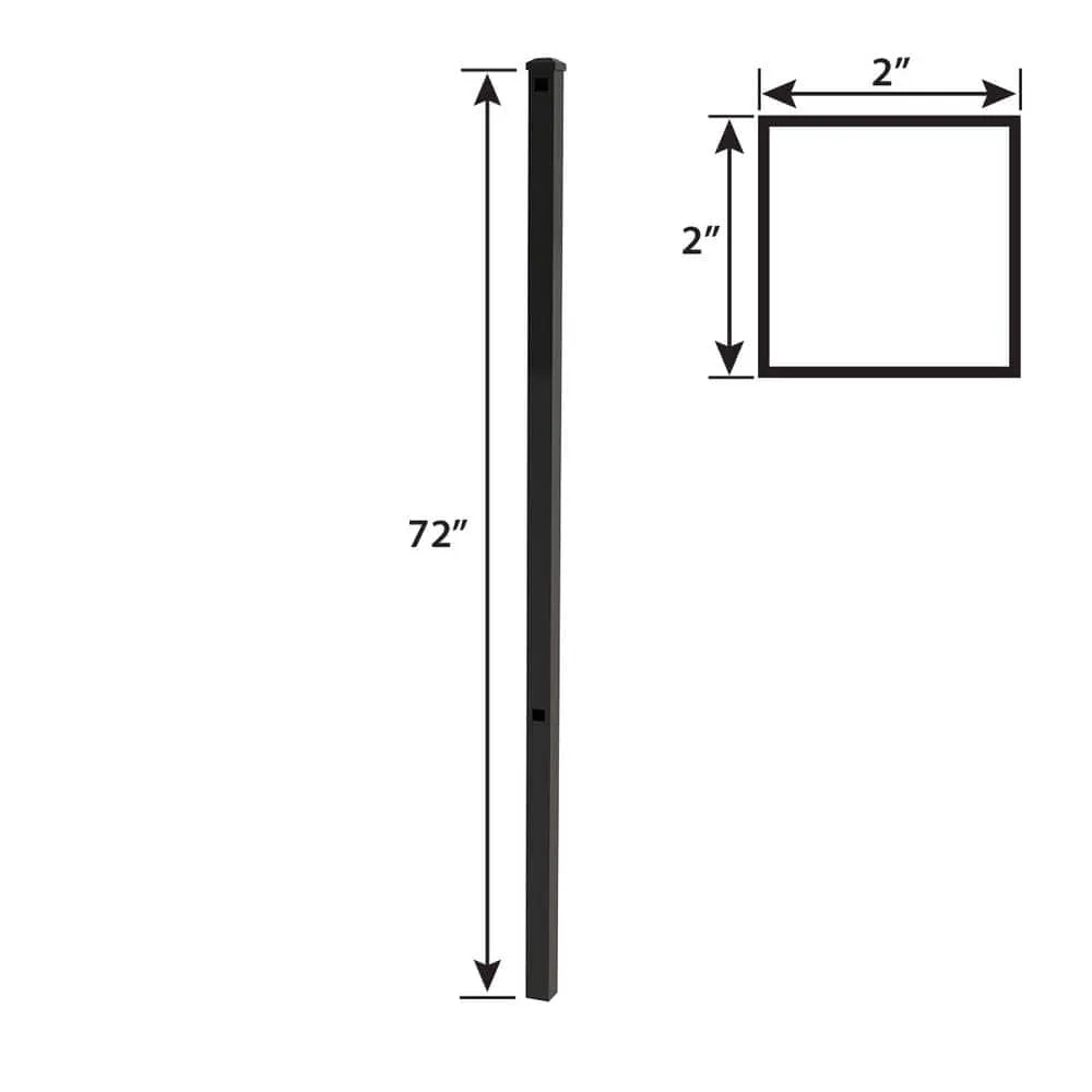 FORGERIGHT Newtown 2 in. x 2 in. x 6 ft. Black Aluminum Fence End/Gate Post with Flat Cap, photo 5 of 8