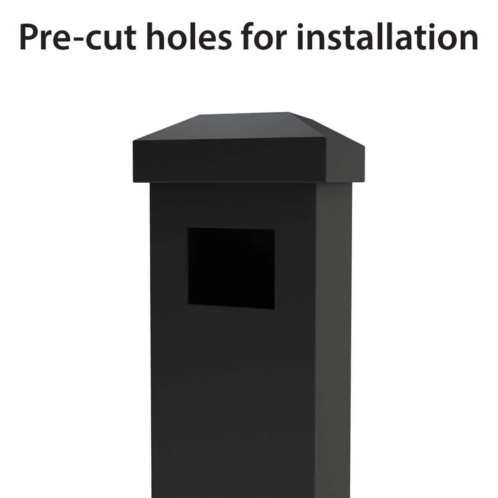 FORGERIGHT Newtown 2 in. x 2 in. x 6 ft. Black Aluminum Fence End/Gate Post with Flat Cap, photo 3 of 8