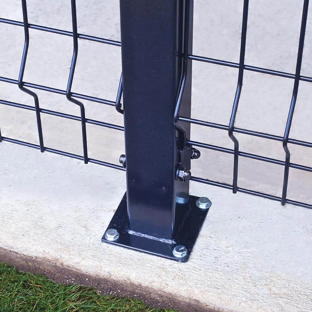 FORGERIGHT 50in H Deco Grid Black Steel Fence Post with Flange, Cap, and Clips, photo 3 of 10