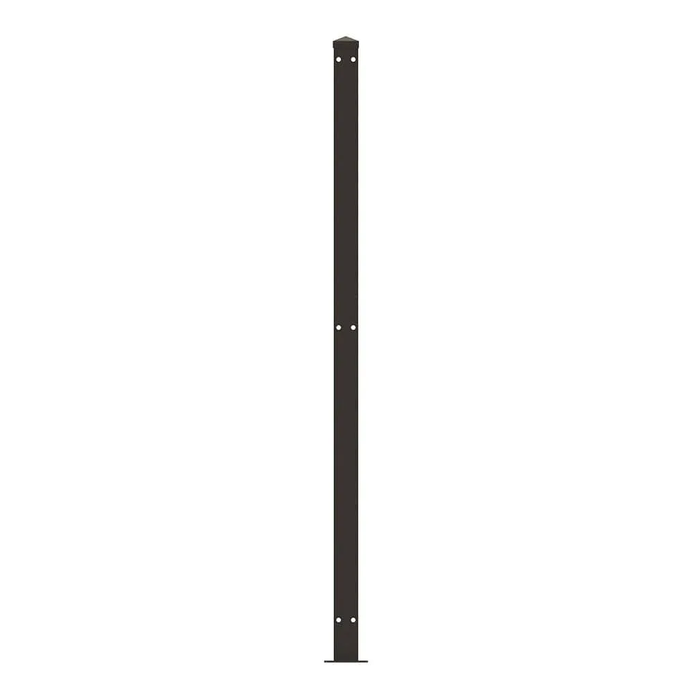 FORGERIGHT 50in H Deco Grid Black Steel Fence Post with Flange, Cap, and Clips, photo 10 of 10