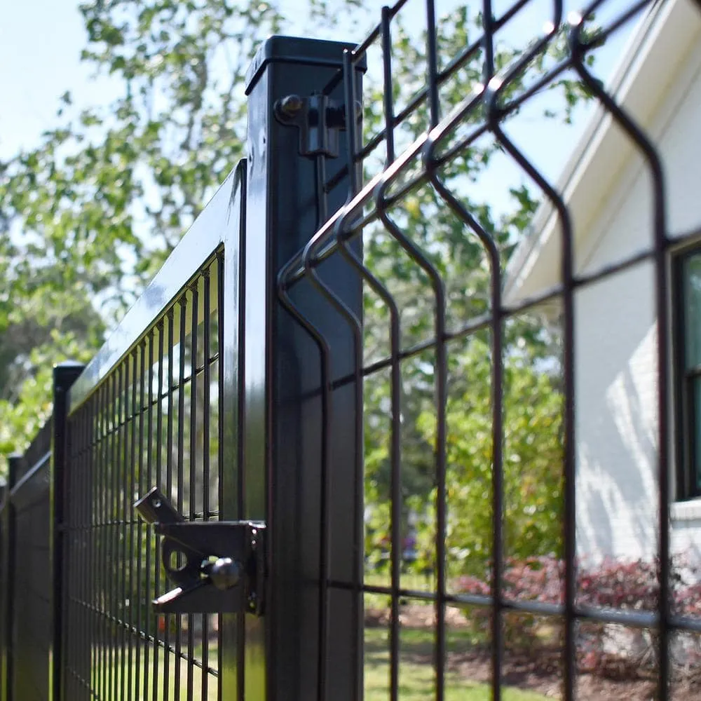 FORGERIGHT 50in H Deco Grid Black Steel Fence Post with Flange, Cap, and Clips, photo 9 of 10