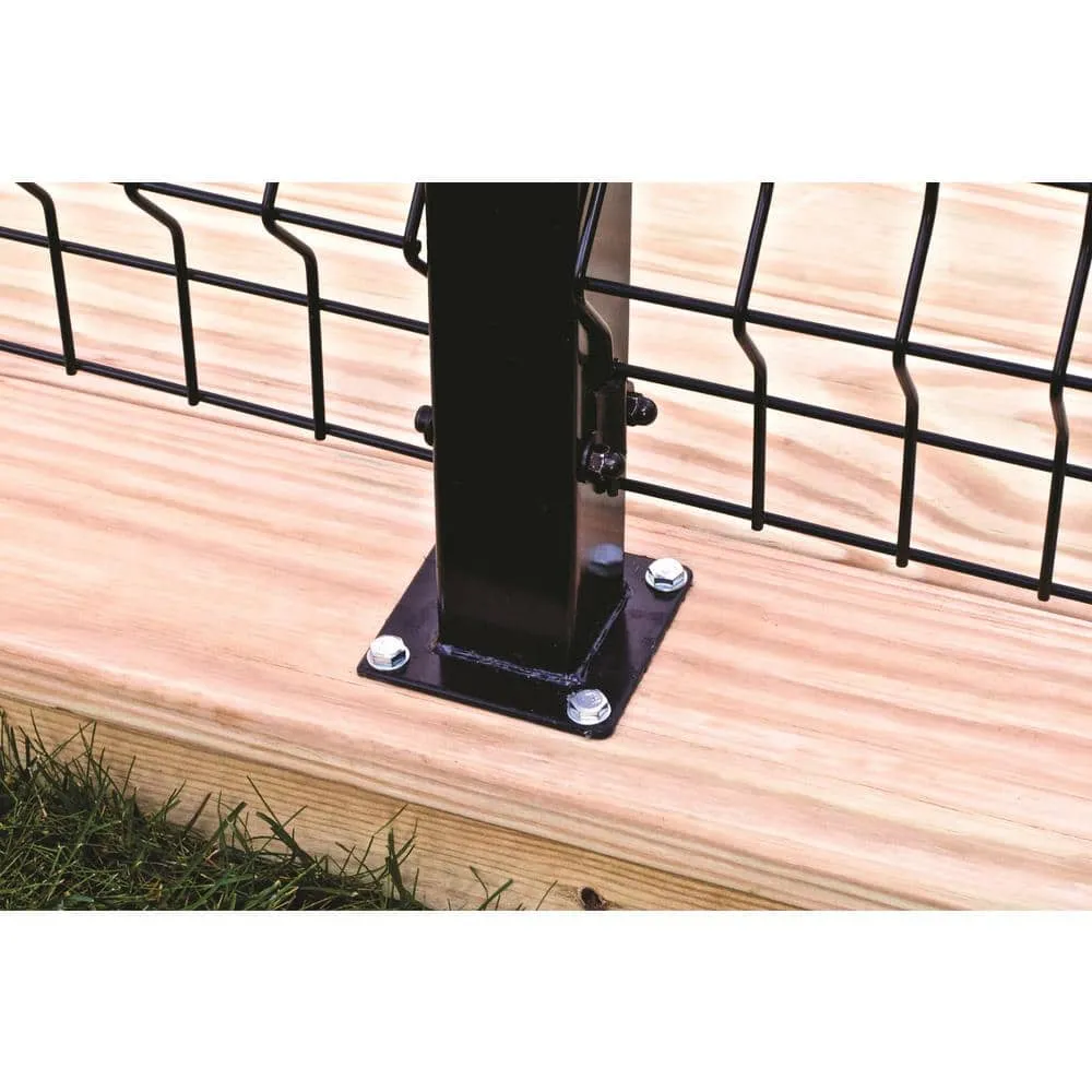 FORGERIGHT 50in H Deco Grid Black Steel Fence Post with Flange, Cap, and Clips, photo 4 of 10