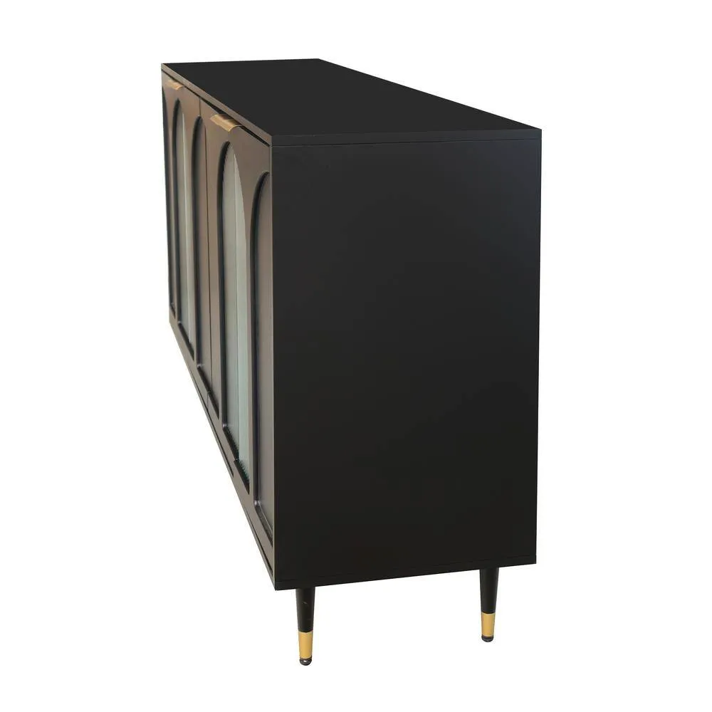 FUNKOL 15.75-in W x 59.84-in D x 33.46-in H in Black Lacquered Wooden Ready to Assemble Floor Kitchen Cabinet with Storage, photo 10 of 13