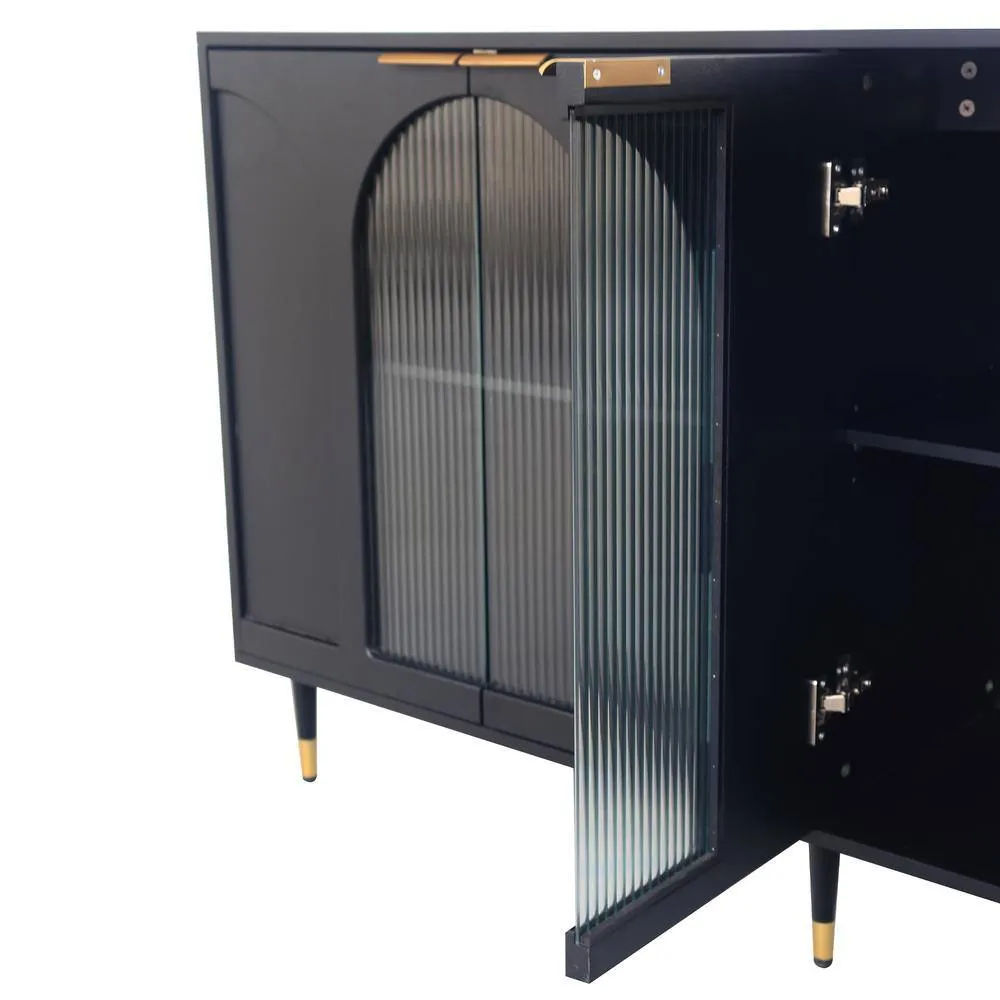 FUNKOL 15.75-in W x 59.84-in D x 33.46-in H in Black Lacquered Wooden Ready to Assemble Floor Kitchen Cabinet with Storage, photo 11 of 13