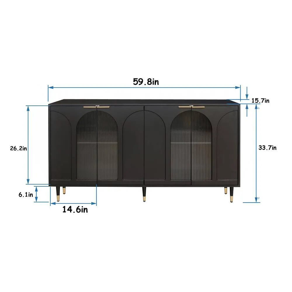 FUNKOL 15.75-in W x 59.84-in D x 33.46-in H in Black Lacquered Wooden Ready to Assemble Floor Kitchen Cabinet with Storage, photo 13 of 13