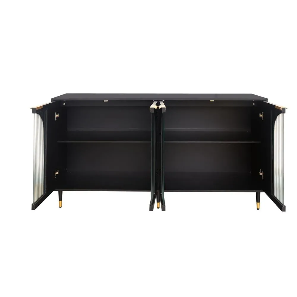 FUNKOL 15.75-in W x 59.84-in D x 33.46-in H in Black Lacquered Wooden Ready to Assemble Floor Kitchen Cabinet with Storage, photo 7 of 13