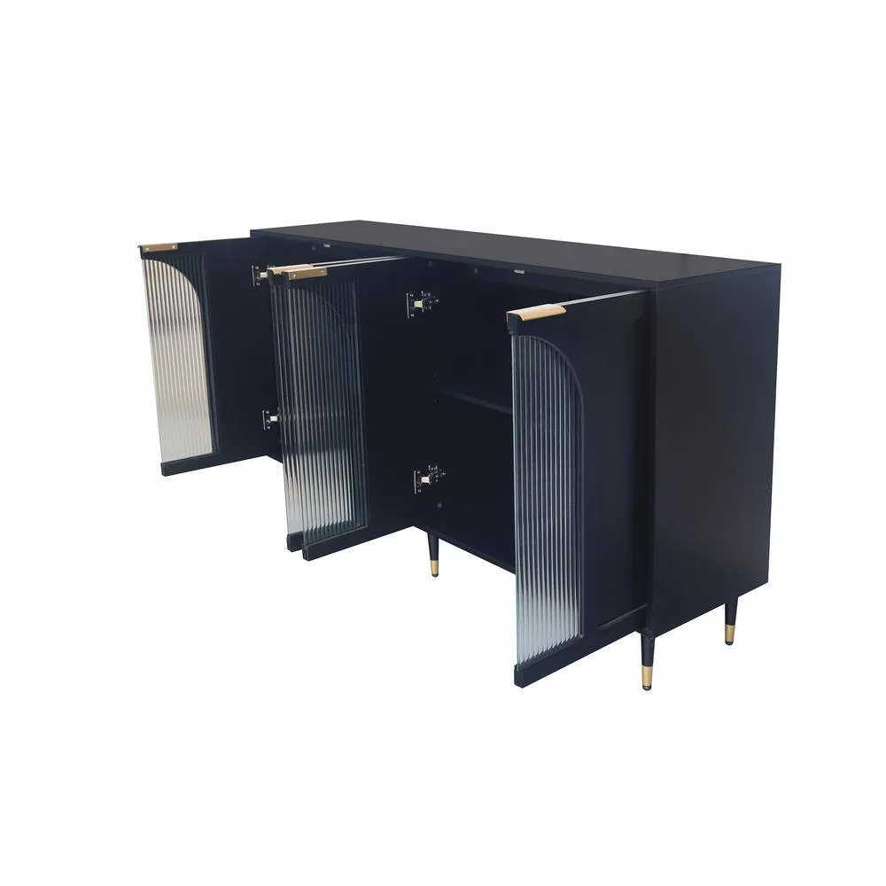 FUNKOL 15.75-in W x 59.84-in D x 33.46-in H in Black Lacquered Wooden Ready to Assemble Floor Kitchen Cabinet with Storage, photo 8 of 13