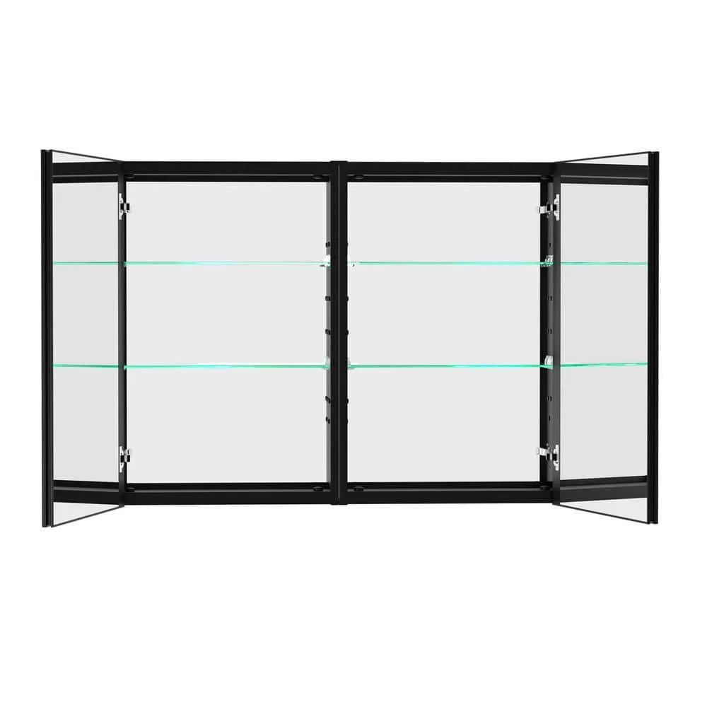 Getpro 40 in. W x 30 in. H Rectangular Black Aluminum Frameless Recessed/Surface Mount Bathroom Medicine Cabinet with Mirror, photo 7 of 12