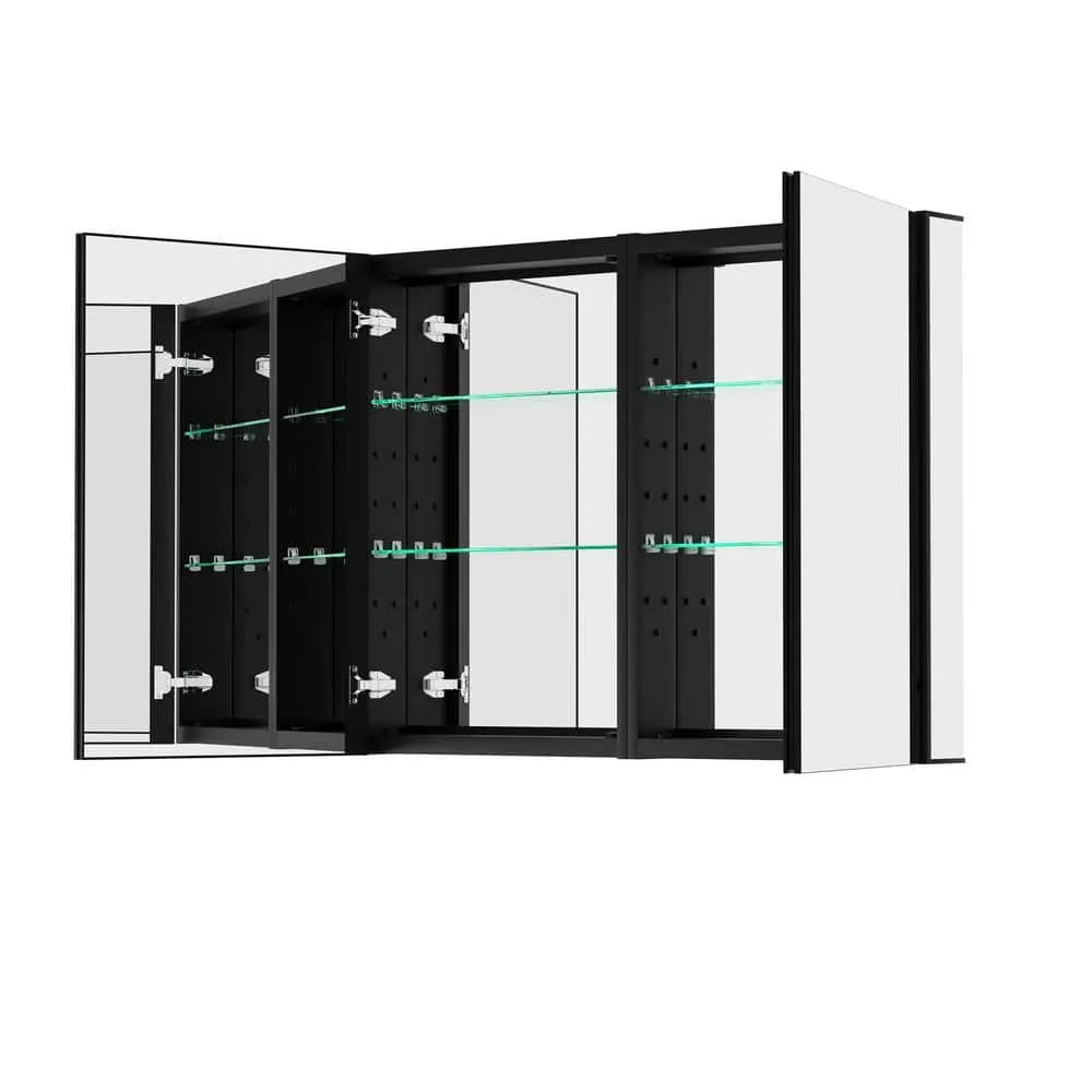 Getpro 40 in. W x 30 in. H Rectangular Black Aluminum Frameless Recessed/Surface Mount Bathroom Medicine Cabinet with Mirror, photo 8 of 12