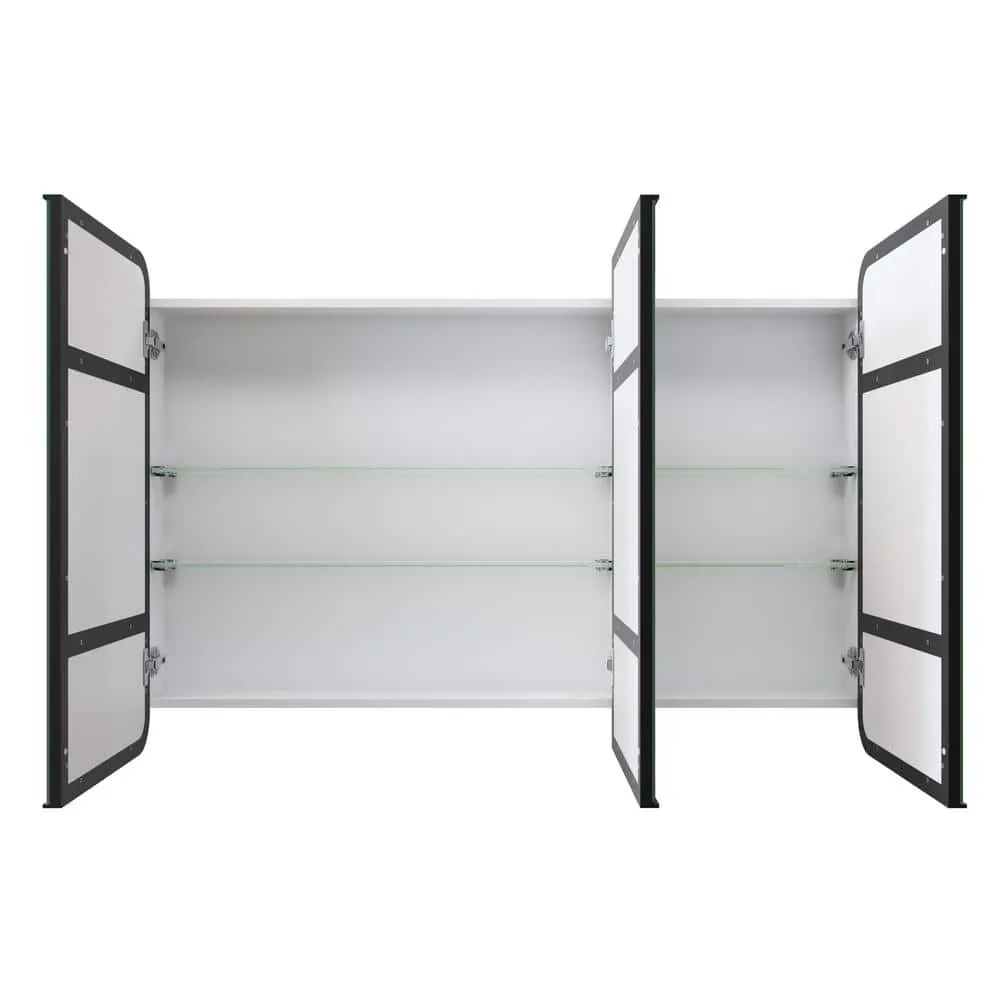 Glass Warehouse Calla 48 in. W x 32 in. H x 5 in. D Black Recessed Medicine Cabinet with Mirror, photo 5 of 9
