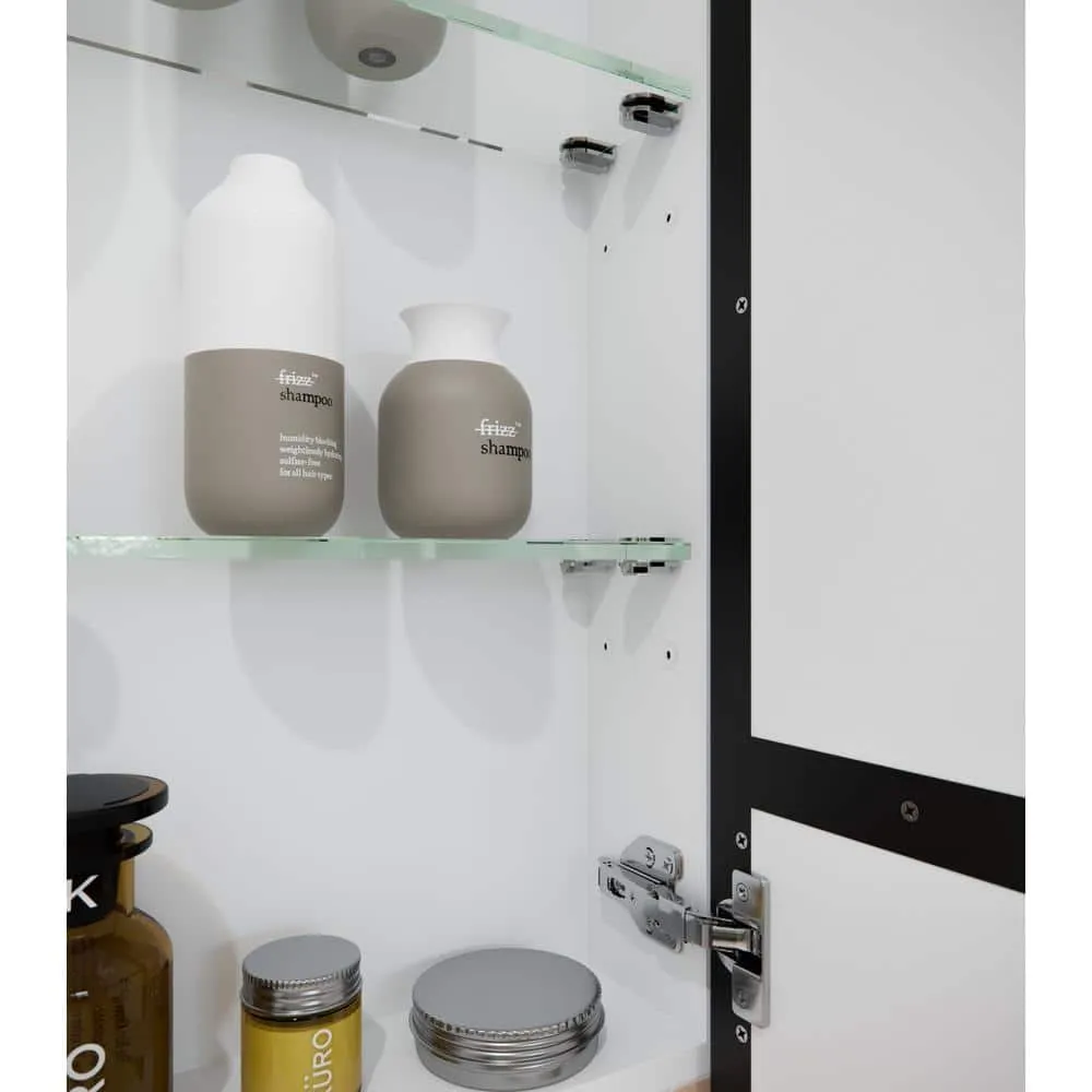 Glass Warehouse Calla 48 in. W x 32 in. H x 5 in. D Black Recessed Medicine Cabinet with Mirror, photo 3 of 9