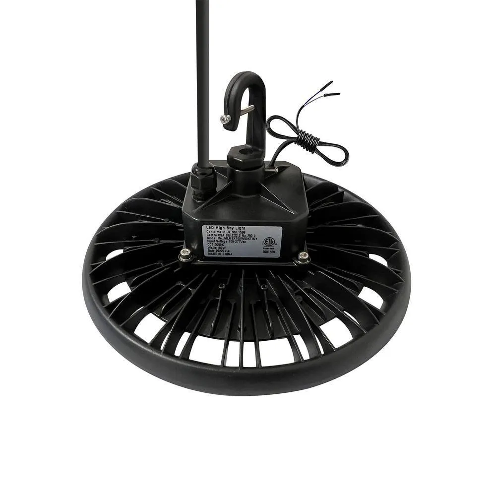 Cedar Hill 13 in. 450-Watt Equivalence Integrated LED Black UFO High Bay Light 21000 Lumens 5000K, photo 2 of 9