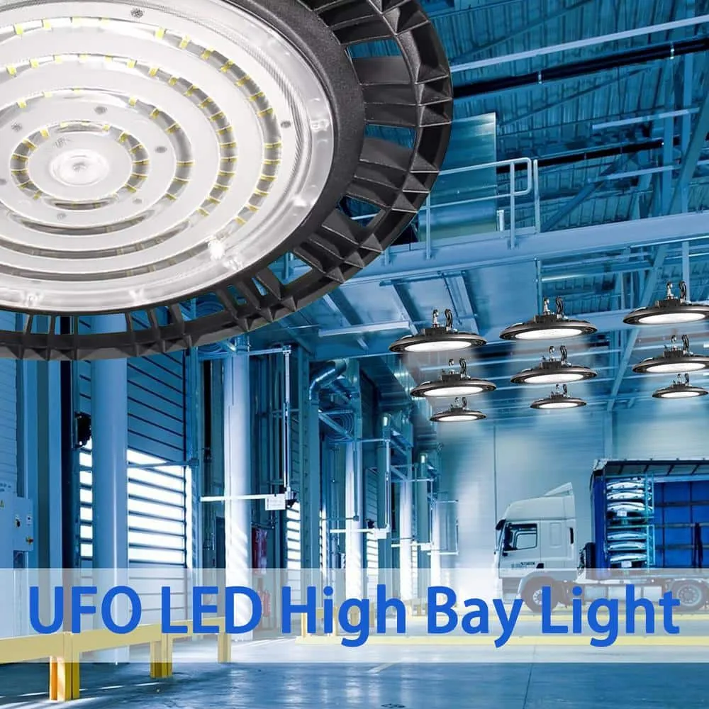 Cedar Hill 13 in. 450-Watt Equivalence Integrated LED Black UFO High Bay Light 21000 Lumens 5000K, photo 4 of 9