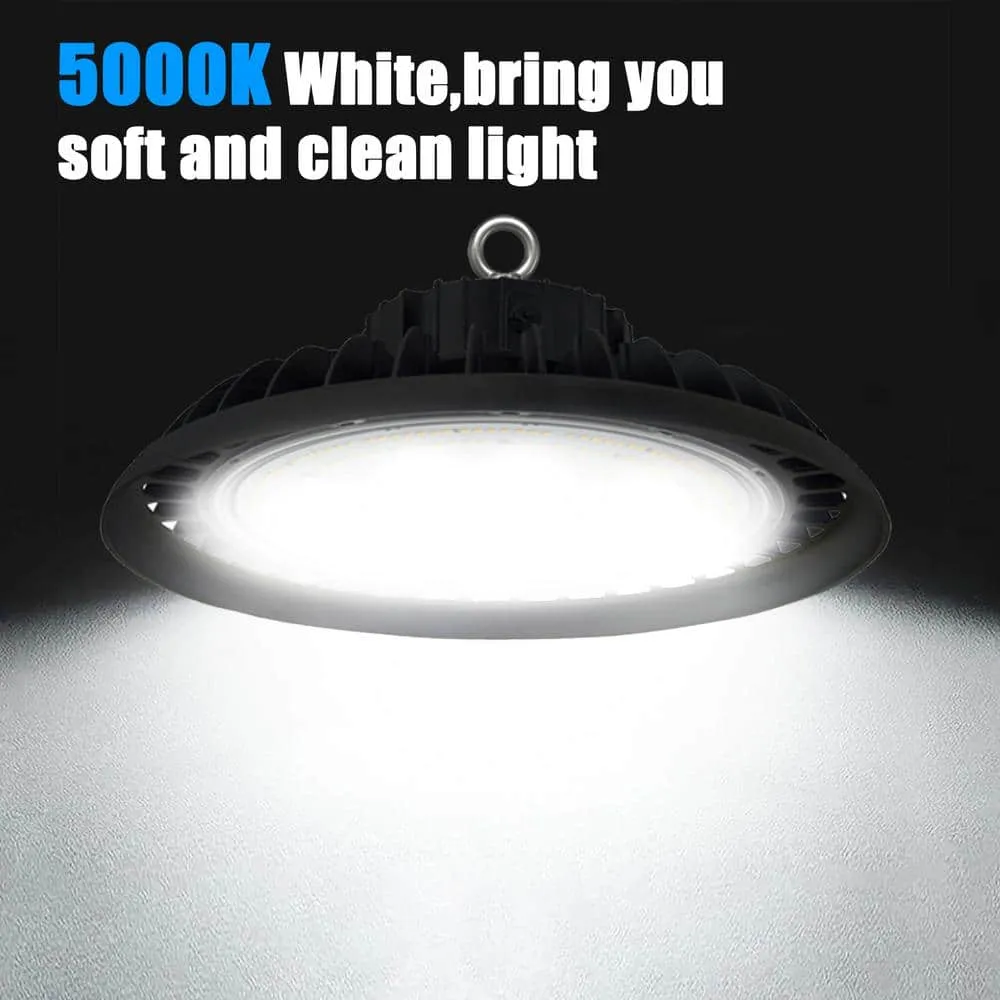 WYZM 11 in. 450-Watt Equivalent Integrated Black LED UFO High Bay Light 24000 Lumens 5000K Daylight Waterproof IP65 (3-Pack), photo 9 of 10