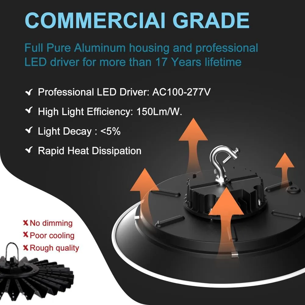 bulbeats 8Pack of 165W LED High Bay Light 24750LM High Bay LED Shop Lights AC100-277V Commercial Bay Lighting for Warehouse, photo 5 of 8