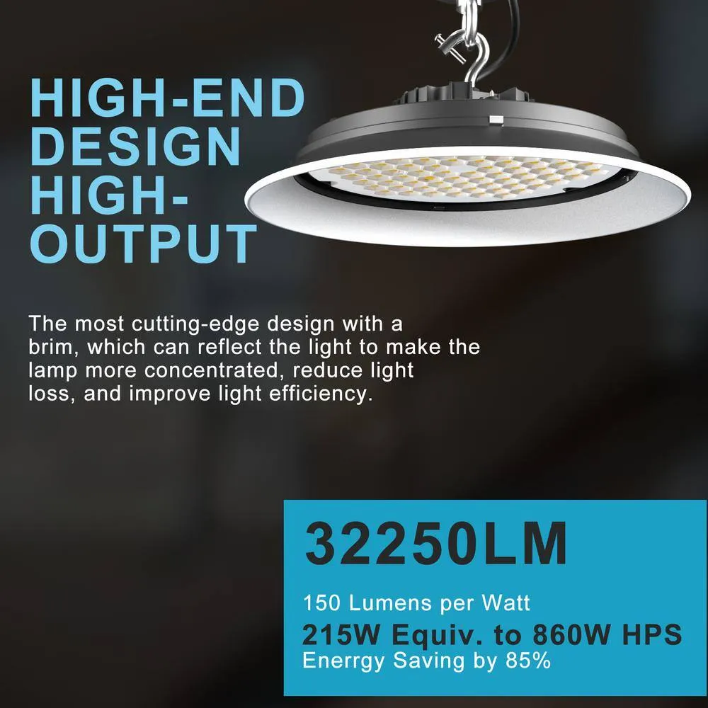 bulbeats 6Pack of 215W LED High Bay Light 32250LM High Bay LED Shop Lights AC100-277V Commercial Bay Lighting for Warehouse, photo 3 of 8