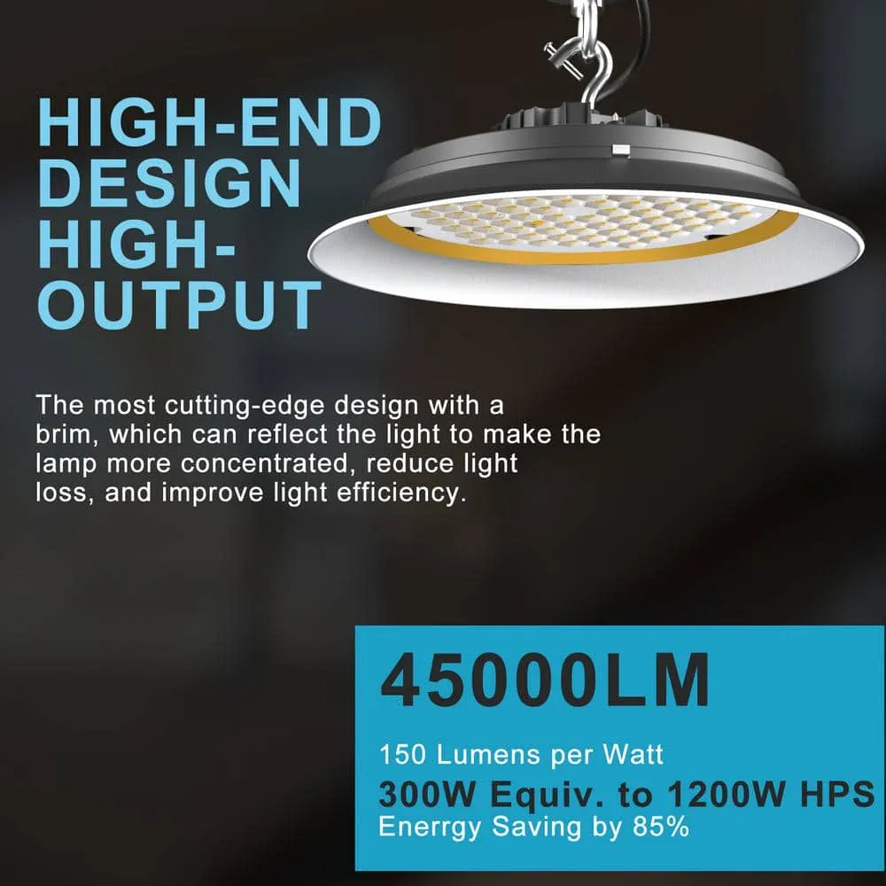 bulbeats 6Pack of 300W LED High Bay Light 45000LM High Bay LED Shop Lights AC100-277V Commercial Bay Lighting for Warehouse, photo 3 of 8