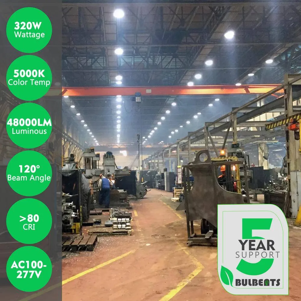 bulbeats 4Pack of 320-Watt LED High Bay Light 48000LM High Bay LED Shop Lights AC100-277V Commercial Bay Lighting for Warehouse, photo 2 of 7