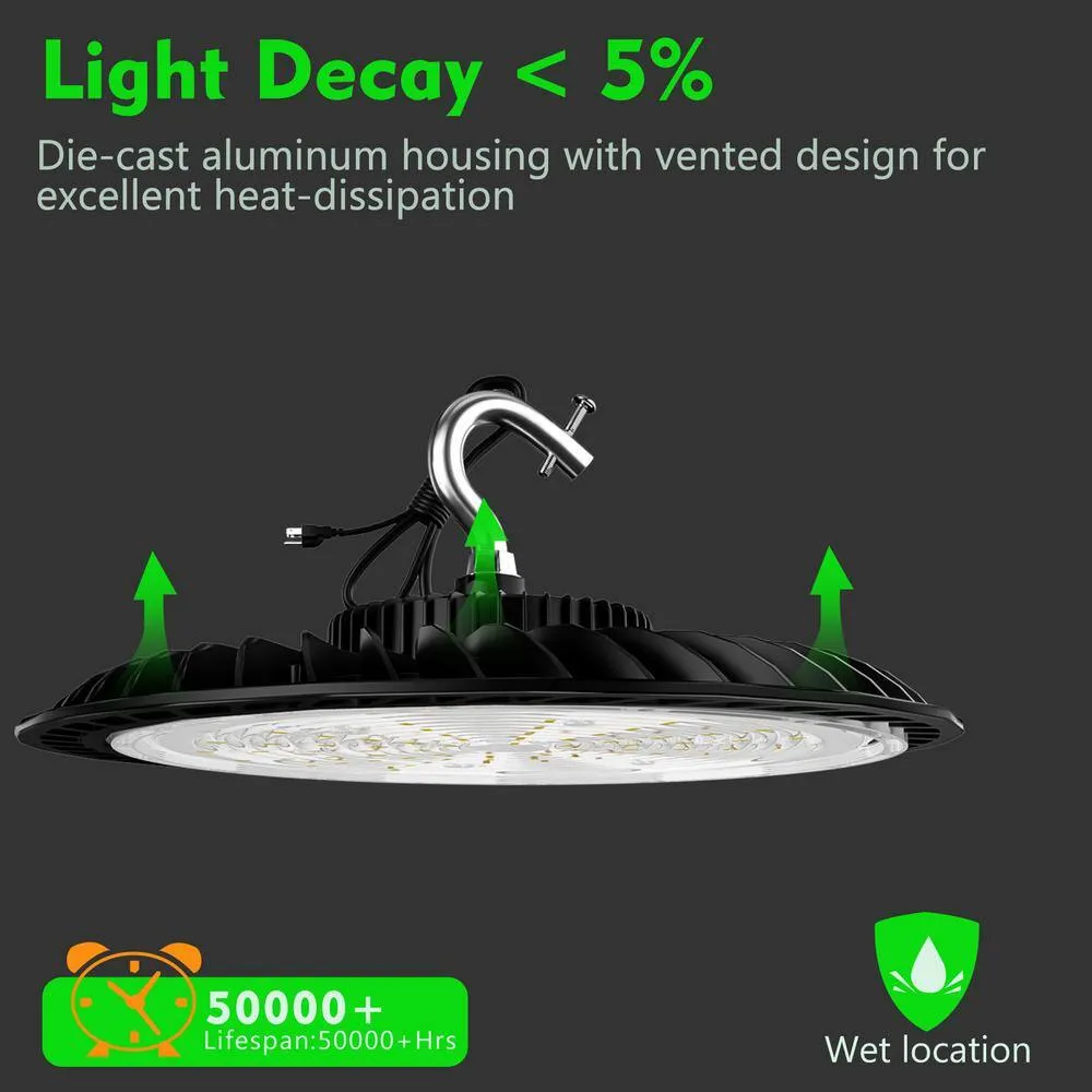 bulbeats 4Pack of 320-Watt LED High Bay Light 48000LM High Bay LED Shop Lights AC100-277V Commercial Bay Lighting for Warehouse, photo 6 of 7