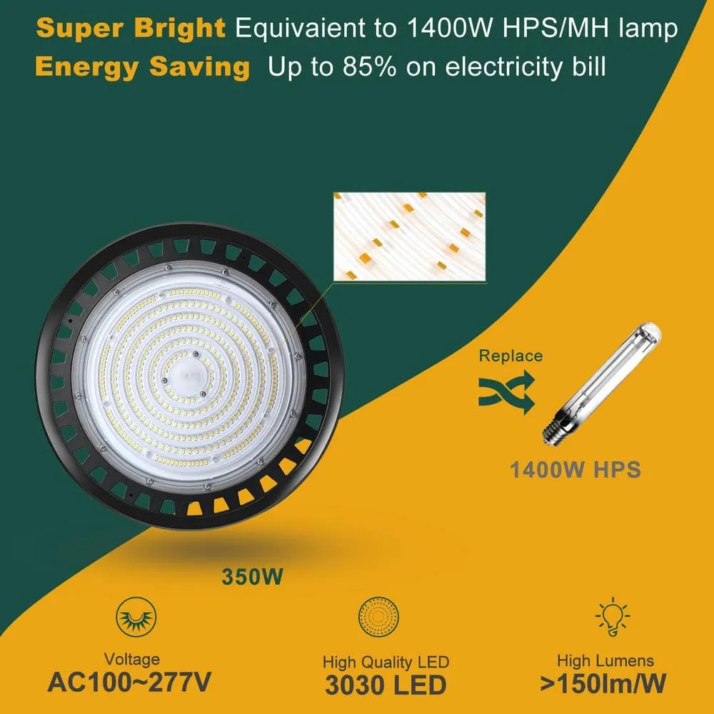 bulbeats 6Pack of LED High Bay Light 350W 52500LM High Bay LED Shop Lights AC100-277V UFO LED Lights for Garage, photo 4 of 8