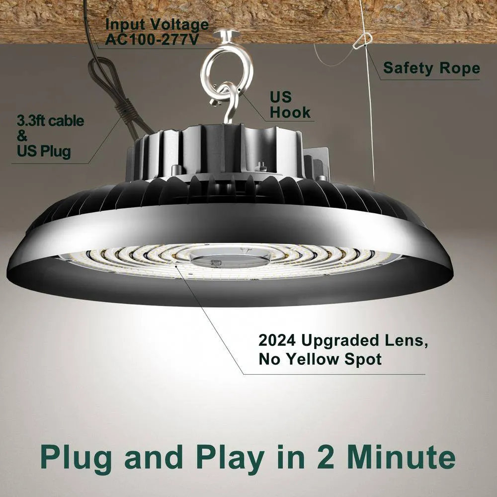 bulbeats 6Pack of LED High Bay Light 350W 52500LM High Bay LED Shop Lights AC100-277V UFO LED Lights for Garage, photo 7 of 8