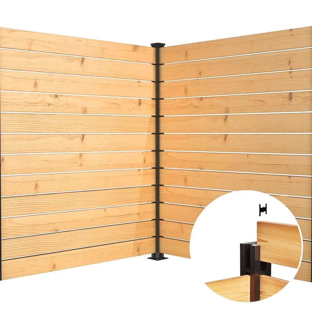 HOFT Corner Post Kit 73 in. x 3 in. x 3 in. Black Aluminum Deck Fence Corner Post and Hardware Kit B6, photo 2 of 7