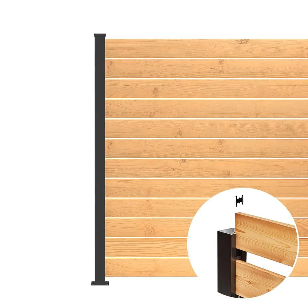 HOFT End Post Kit 73 in. x 3 in. x 3 in. Black Aluminum Deck Fence End Post and Hardware Kit A6, photo 4 of 9