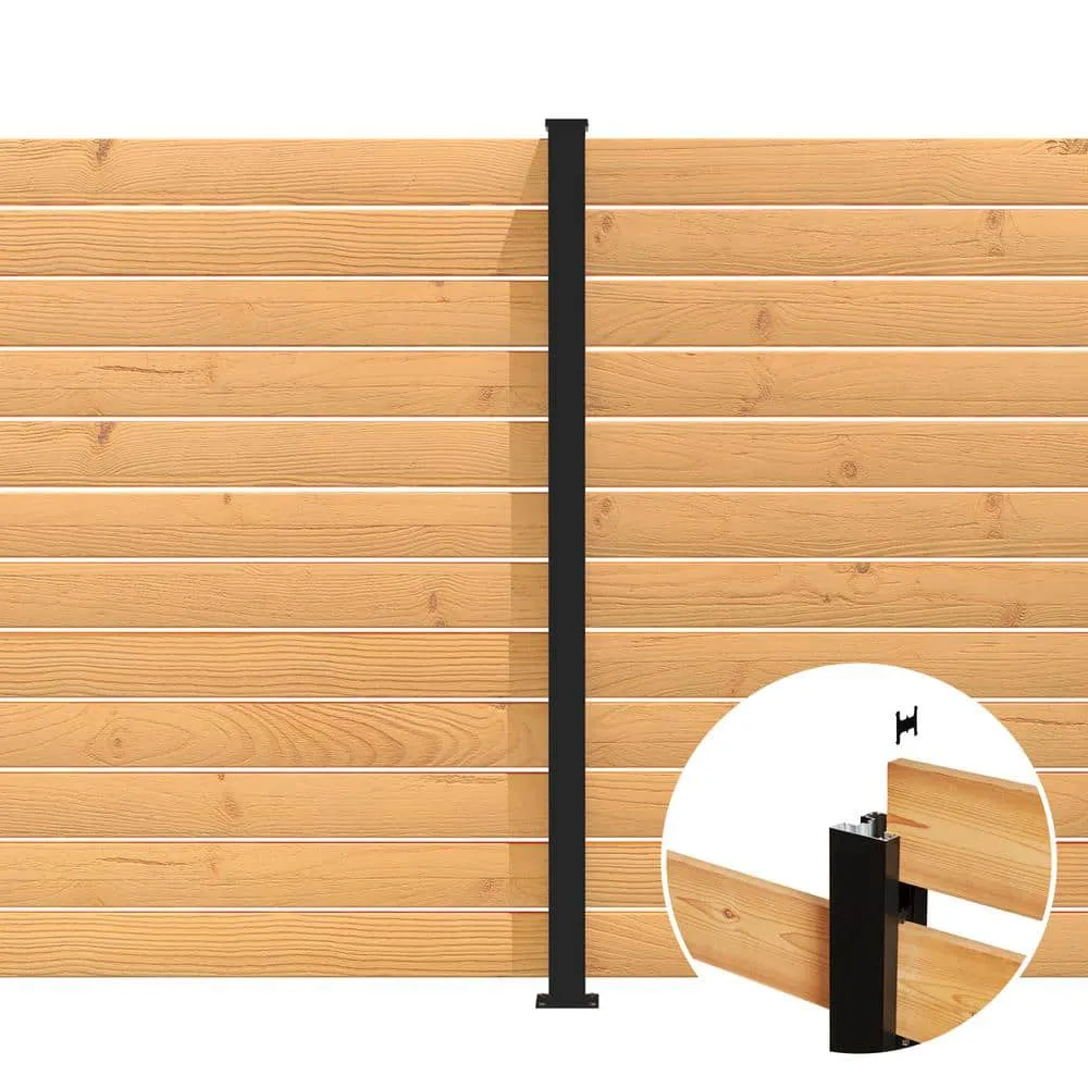 HOFT Line Post Kit 73 in. x 3 in. x 3 in. Black Aluminum Deck Fence Line Post and Hardware Kit C6, photo 3 of 8