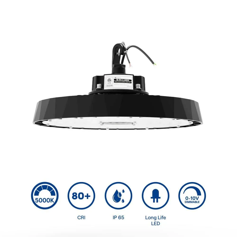 InfiBrite 12.8 in. 5000K Daylight 38,400 Lumens 240-Watt Integrated LED Dimmable Wet Rated Black High Bay Light 100-277 Volt, photo 6 of 9