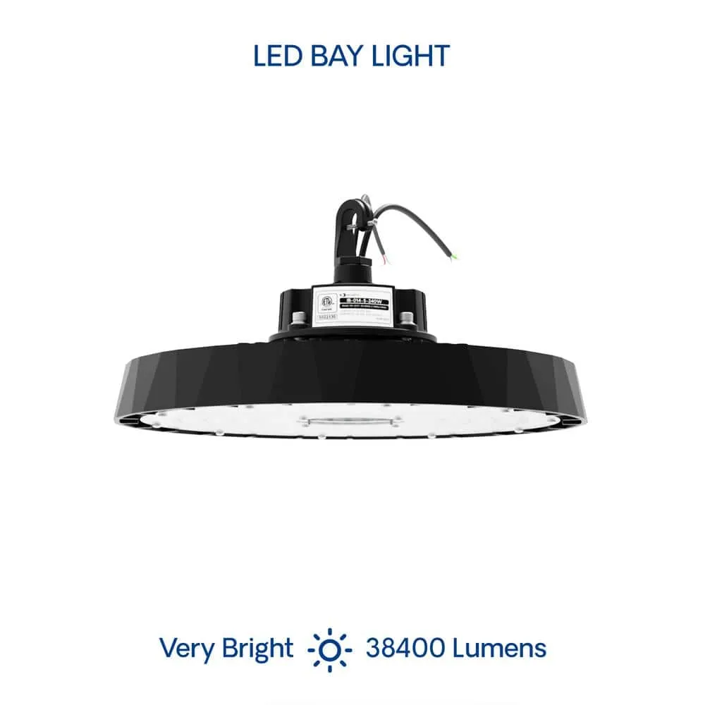 InfiBrite 12.8 in. 5000K Daylight 38,400 Lumens 240-Watt Integrated LED Dimmable Wet Rated Black High Bay Light 100-277 Volt, photo 5 of 9