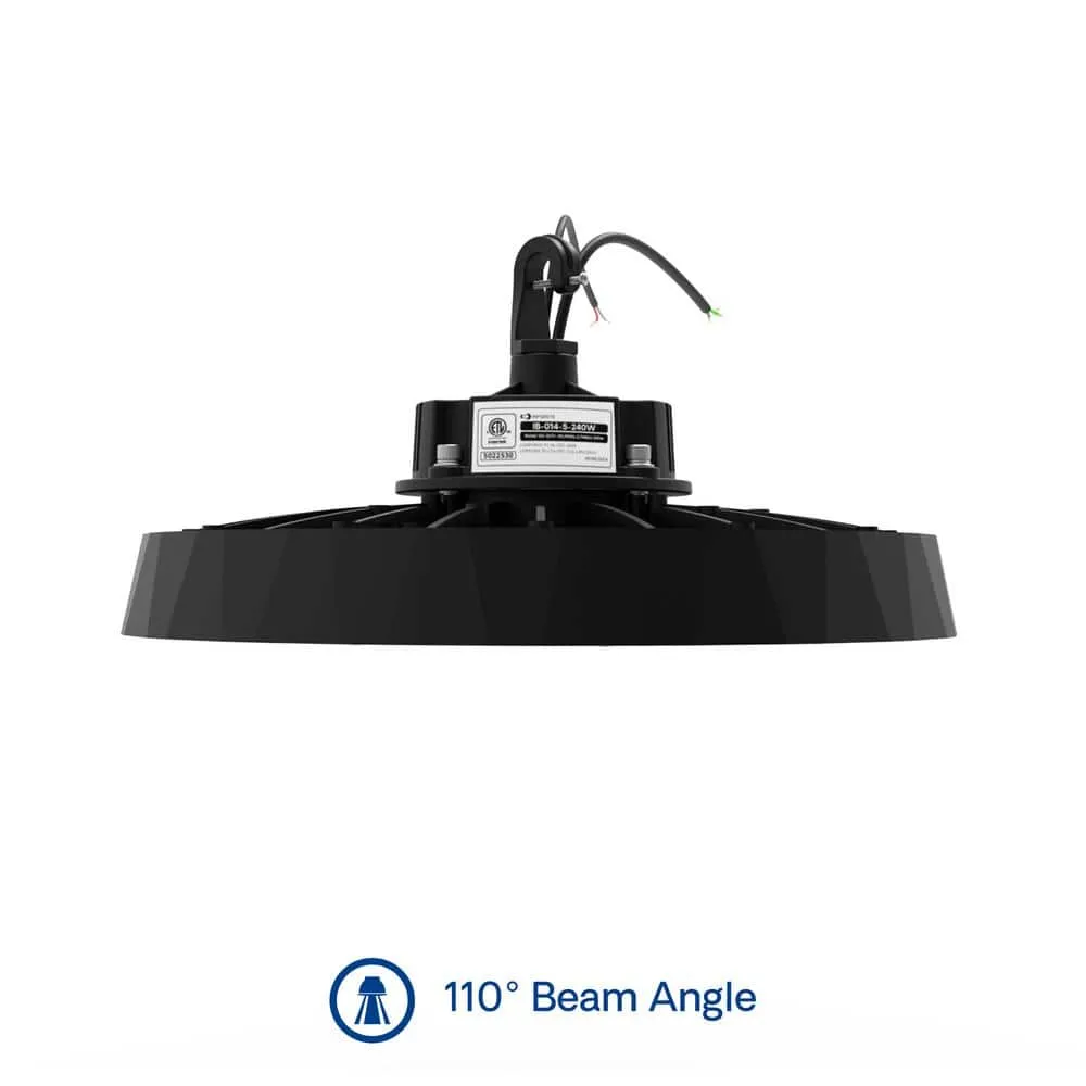 InfiBrite 12.8 in. 5000K Daylight 38,400 Lumens 240-Watt Integrated LED Dimmable Wet Rated Black High Bay Light 100-277 Volt, photo 8 of 9
