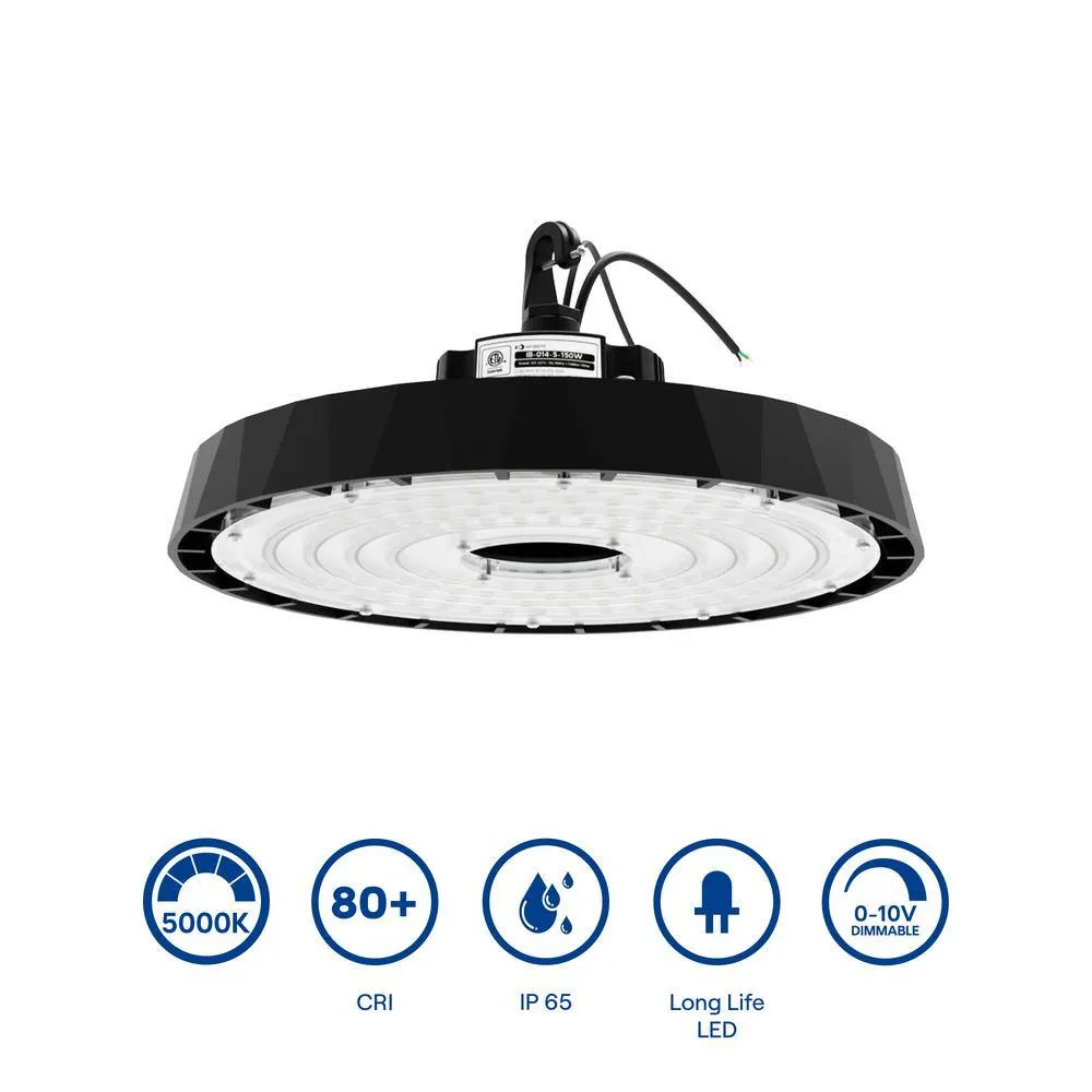 InfiBrite 13.8 in. 5000K Daylight 51,200 Lumens 320-Watt Integrated LED Dimmable Wet Rated Black High Bay Light 100-277 Volt, photo 6 of 9