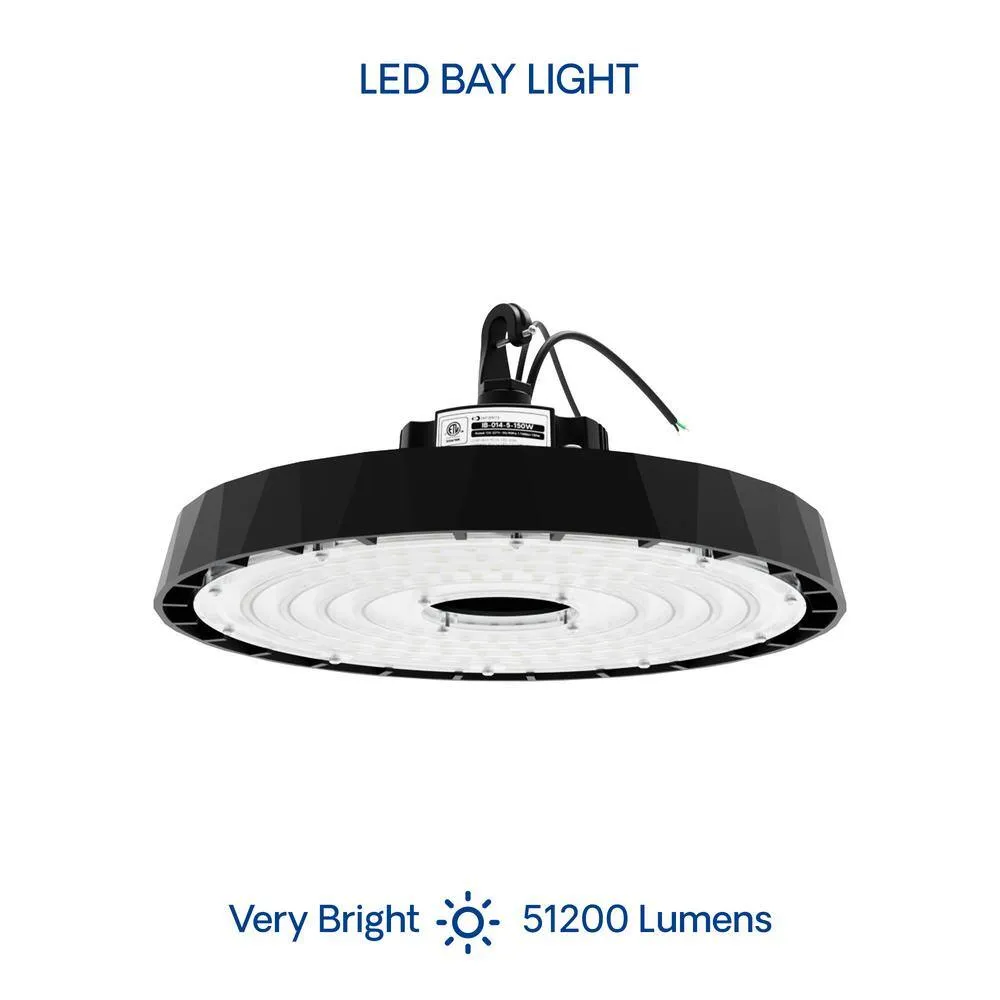 InfiBrite 13.8 in. 5000K Daylight 51,200 Lumens 320-Watt Integrated LED Dimmable Wet Rated Black High Bay Light 100-277 Volt, photo 5 of 9