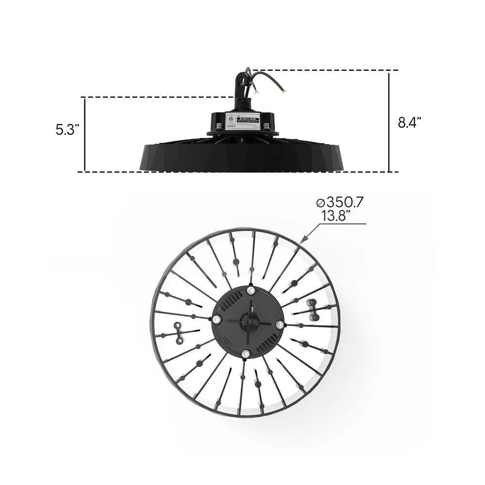 InfiBrite 13.8 in. 5000K Daylight 51,200 Lumens 320-Watt Integrated LED Dimmable Wet Rated Black High Bay Light 100-277 Volt, photo 3 of 9