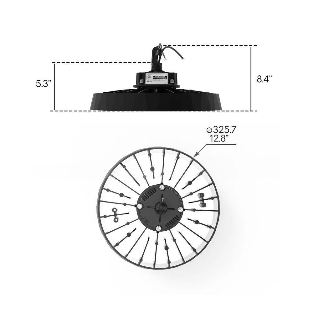 InfiBrite 12.8 in. 5000K Daylight 24,600/32,800/41,000 Lumens 120-200W Adjustable LED Dimmable Wet Rated Black High Bay 120-277V, photo 2 of 9