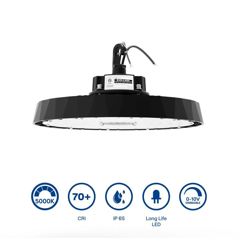 InfiBrite 12.8 in. 5000K Daylight 24,600/32,800/41,000 Lumens 120-200W Adjustable LED Dimmable Wet Rated Black High Bay 120-277V, photo 7 of 9