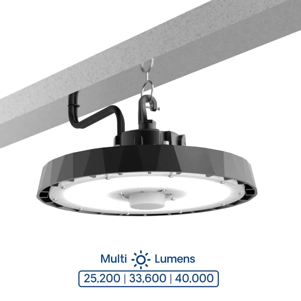 InfiBrite 12.8 in. 5000K Daylight 25,200/33600/40000 Lumens 150-240W Adjustable LED Dimmable Wet Rated Black High Bay 100-277V, photo 5 of 9