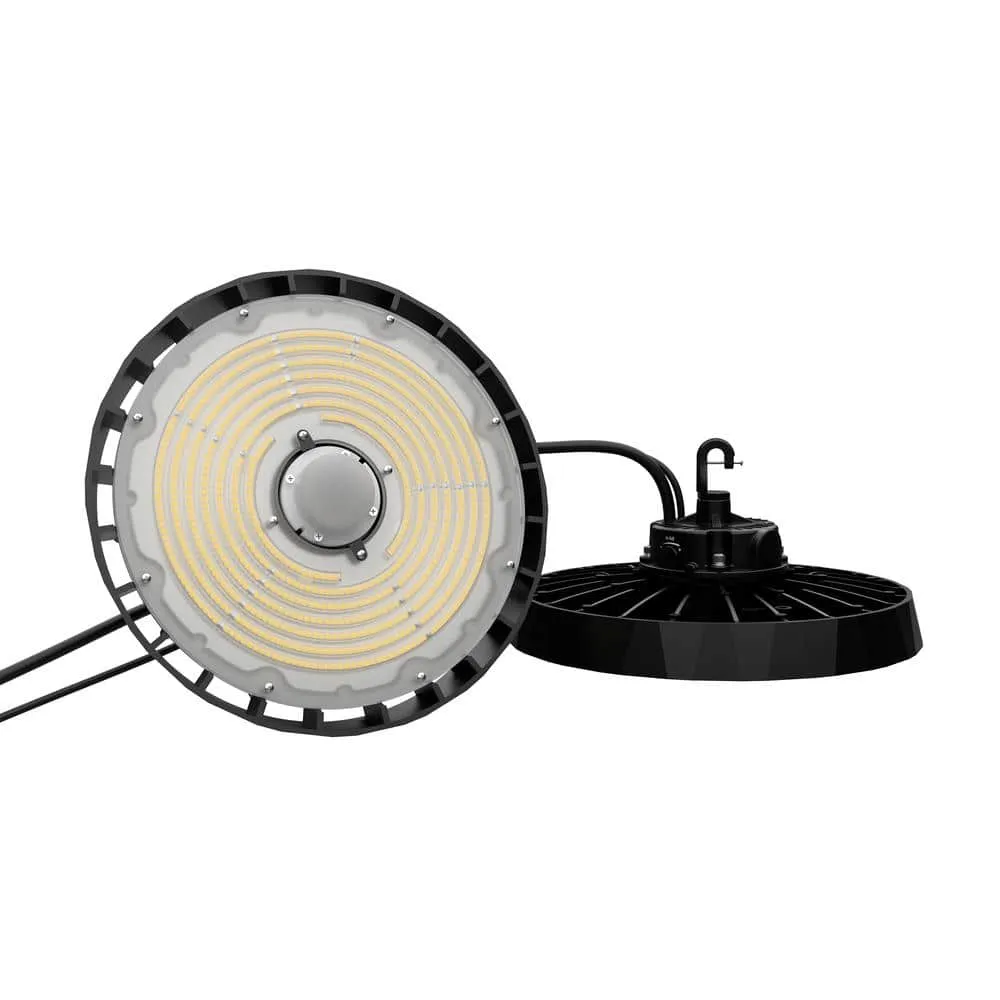 InfiBrite 12.8 in. 5000K Daylight 25,200/33600/40000 Lumens 150-240W Adjustable LED Dimmable Wet Rated Black High Bay 100-277V, photo 4 of 9