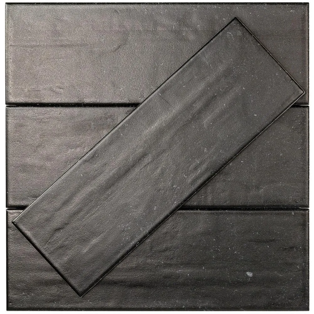 Ivy Hill Tile Piston Camp Black Rock 4 in. x 12 in. 7mm Matte Ceramic Subway Wall Tile (34-piece, 10.97 sq. ft. per box), photo 3 of 6