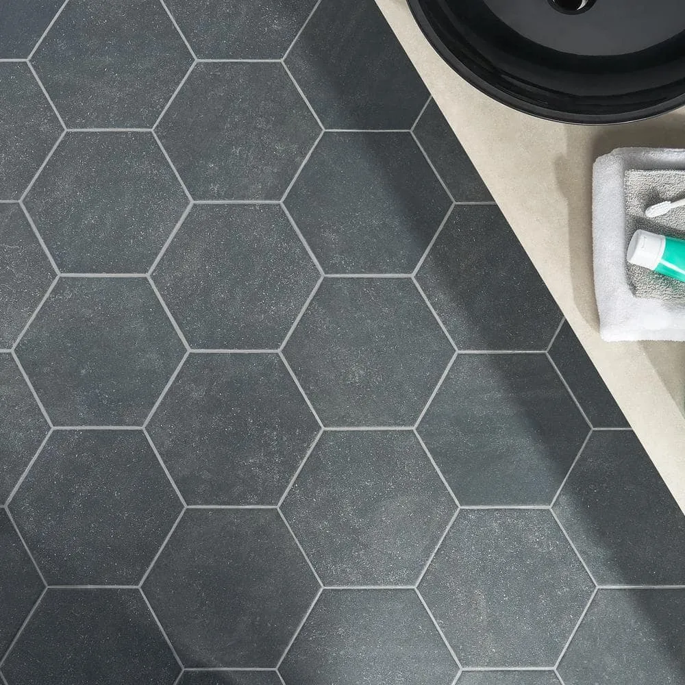Ivy Hill Tile Sanskrit Black Hex 8.86 in. x 10.20 in. Matte Porcelain Floor and Wall Tile (9.47 sq. ft./Case), photo 4 of 10