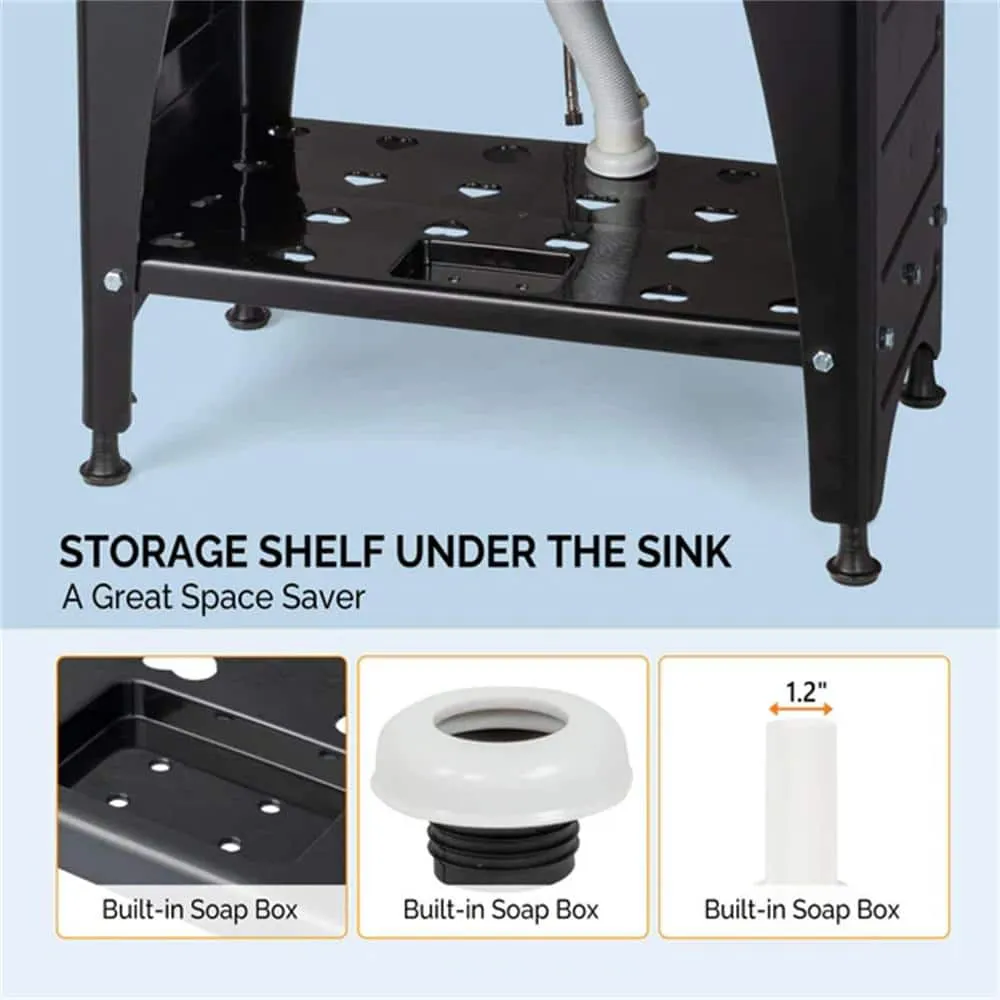 Karl Home Freestanding Laundry Utility Sink with Faucet, Black, 32.3" x 22.4", photo 4 of 6
