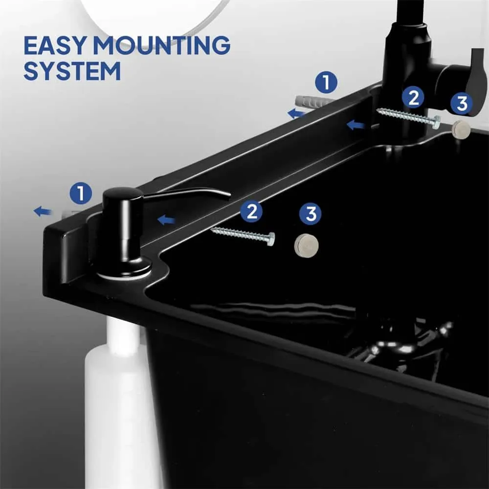 Karl home 17.5 in. D x 20.3 in. W Wall Mount Laundry/Utility Sink in Black with Faucet, photo 5 of 7